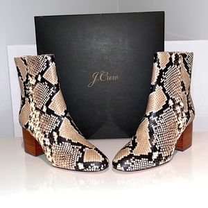 J Crew Sadie Ankle Boots in Snakeskin Printed Leather